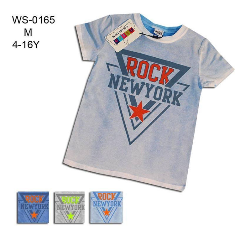 Picture of WS0165 BOYS SHORT SLEEVE T-SHIRT ROCK NEWYORK COTTON